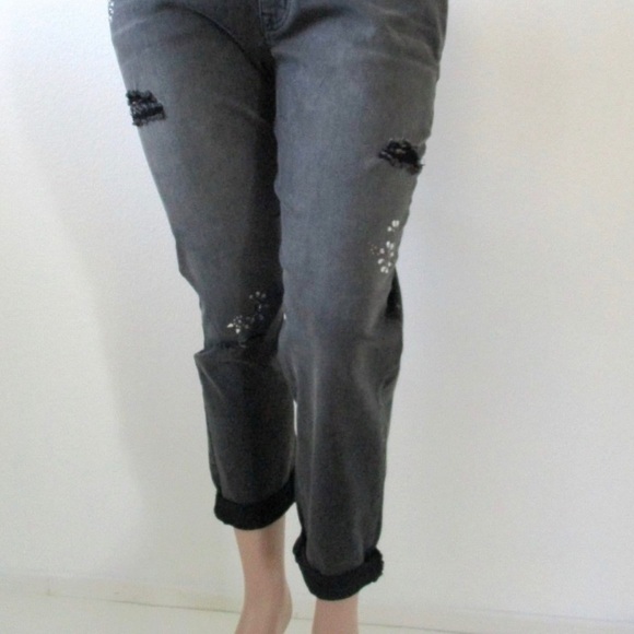 SUNRISE 51 Jeans Women DISTRESSED Cropped Rhinestone Embellished Size 20 NWOT - Picture 3 of 5